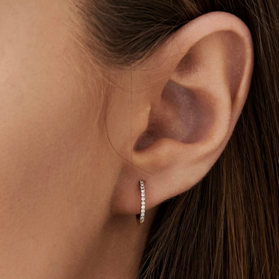 Mini Pırlantalı Halka Küpe