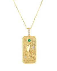 14K KOLYE - YESIL